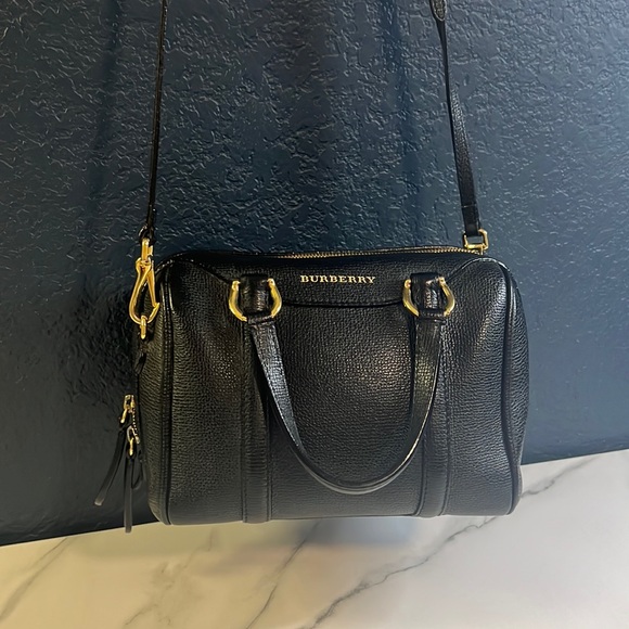 Burberry Boston Italian Leather Crossbody Classic Authentic Gold Hand Bag - Picture 3 of 17